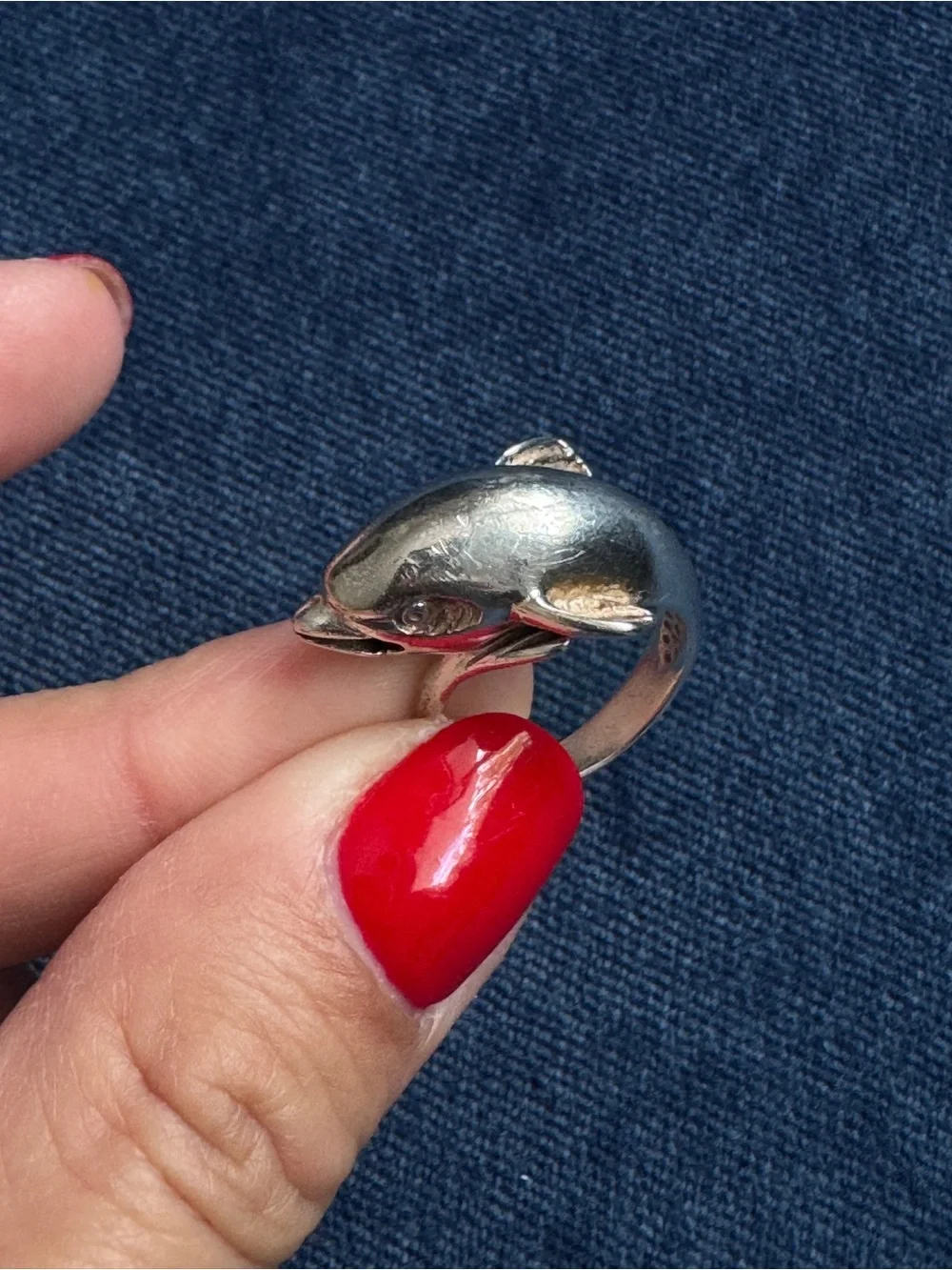Vintage Fish‎ Wrap Sterling Silver Ring Size 4.25